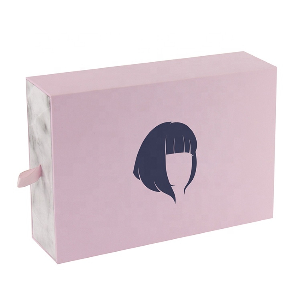 Custom Logo Paper Hair Packaging Marble Wig Boxes