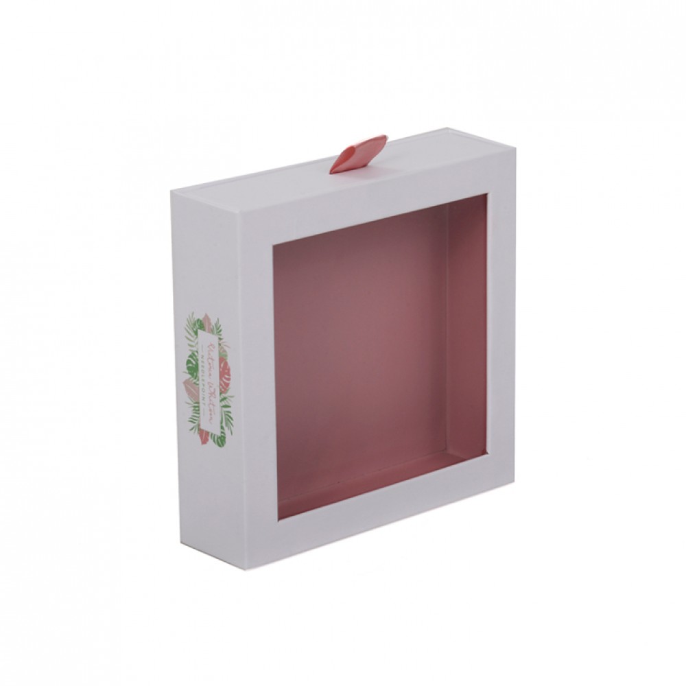 Kundenspezifische Geschenkbox mit Schiebeschublade aus Pappe mit farbenfrohem Druck und PVC-Fenster
