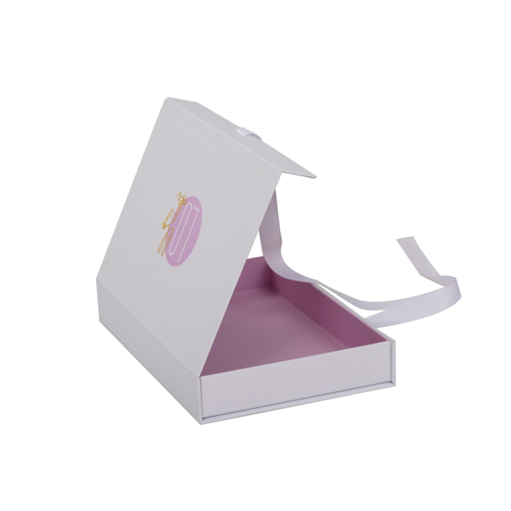 Caixa de embalagem de presente com fecho magnético de logotipo personalizado de luxo com fita