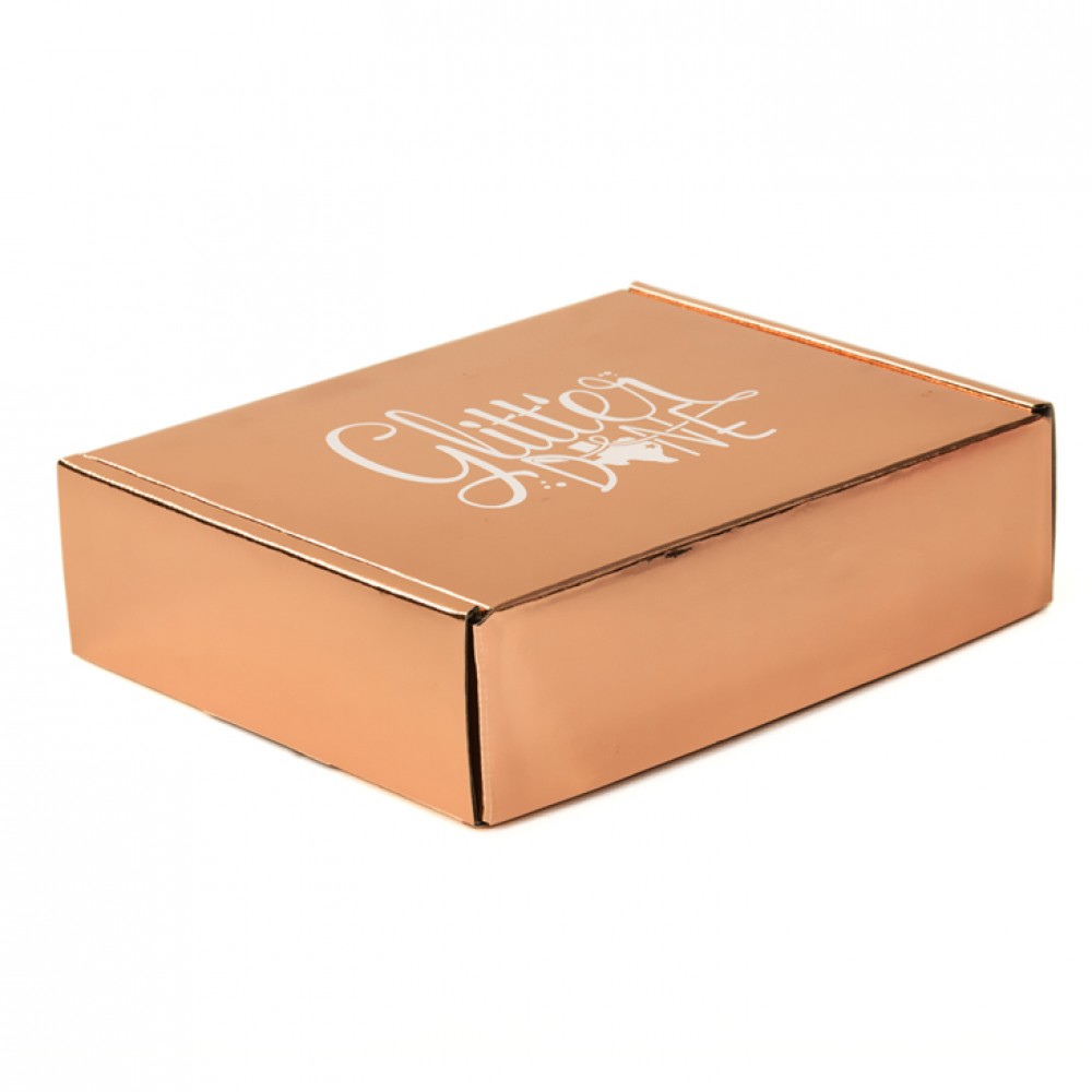 Cajas metalizadas de papel personalizadas de oro rosa que empaquetan la caja metálica