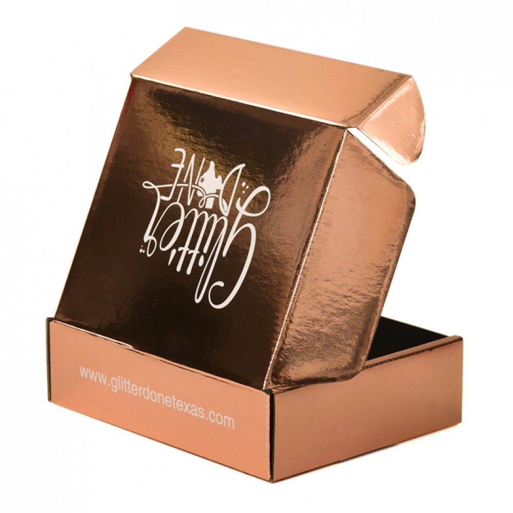 Cajas metalizadas de papel personalizadas de oro rosa que empaquetan la caja metálica