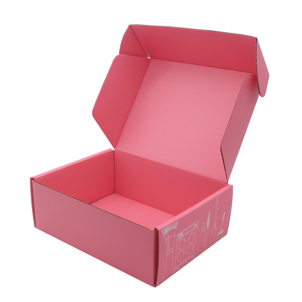 Logo personnalisé expédition boîte rose ensemble cosmétique expédition boîtes d'emballage en carton ondulé pour soins de la peau