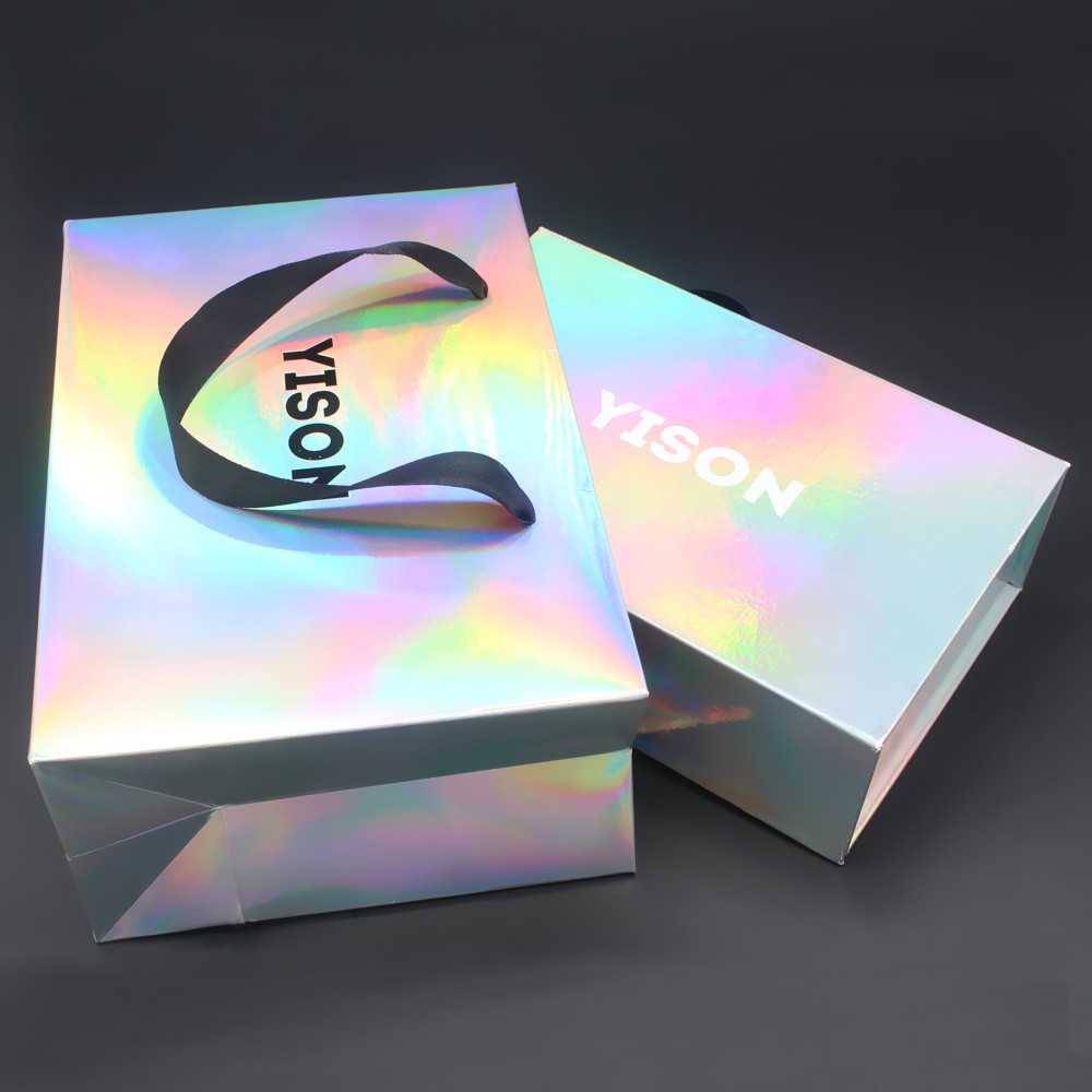 Luxuriöse, individuell bedruckte, beliebte Hologramm-Papiertüte aus holografischem Einkaufsgeschenk