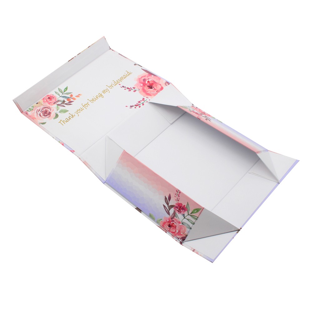 Caixa de presente de casamento personalizada magnética de papel cartão com fita