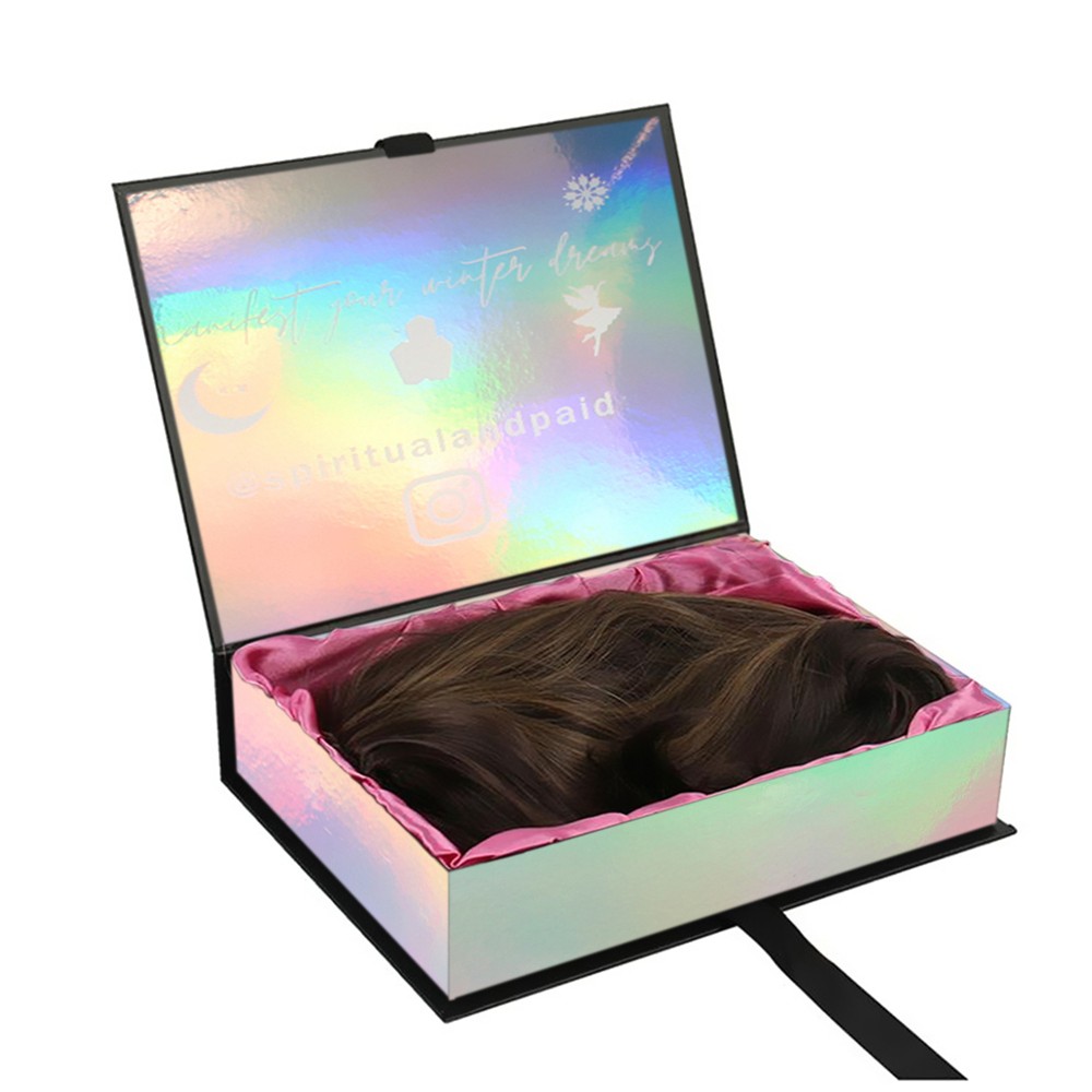Paquete de caja de regalo de peluca de extensión de tejido de paquete de cabello con logotipo personalizado