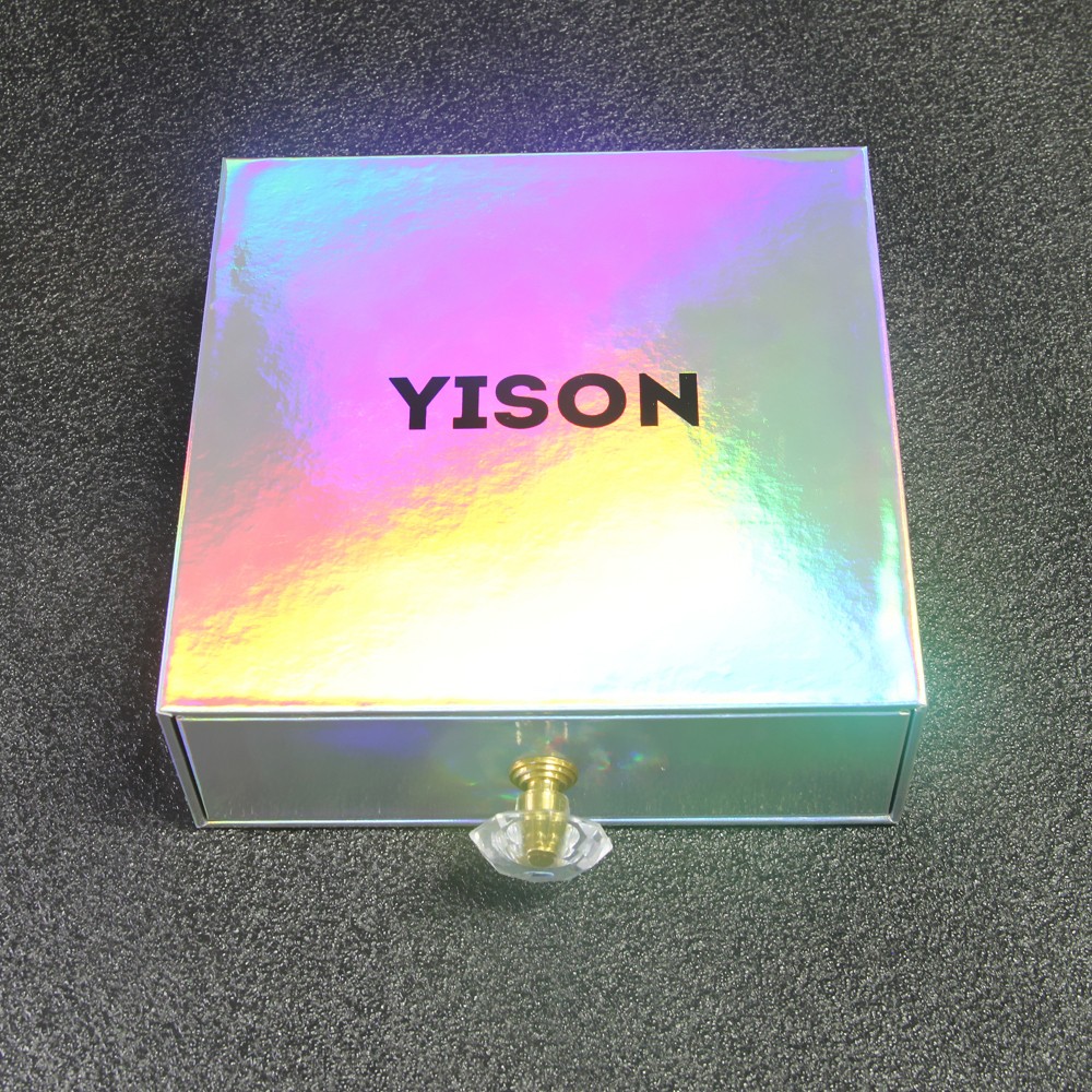Maßgeschneiderte Luxus-Verpackungsbox aus holografischem Karton mit verschiebbarer Schublade für Geldbörse und Gürtel