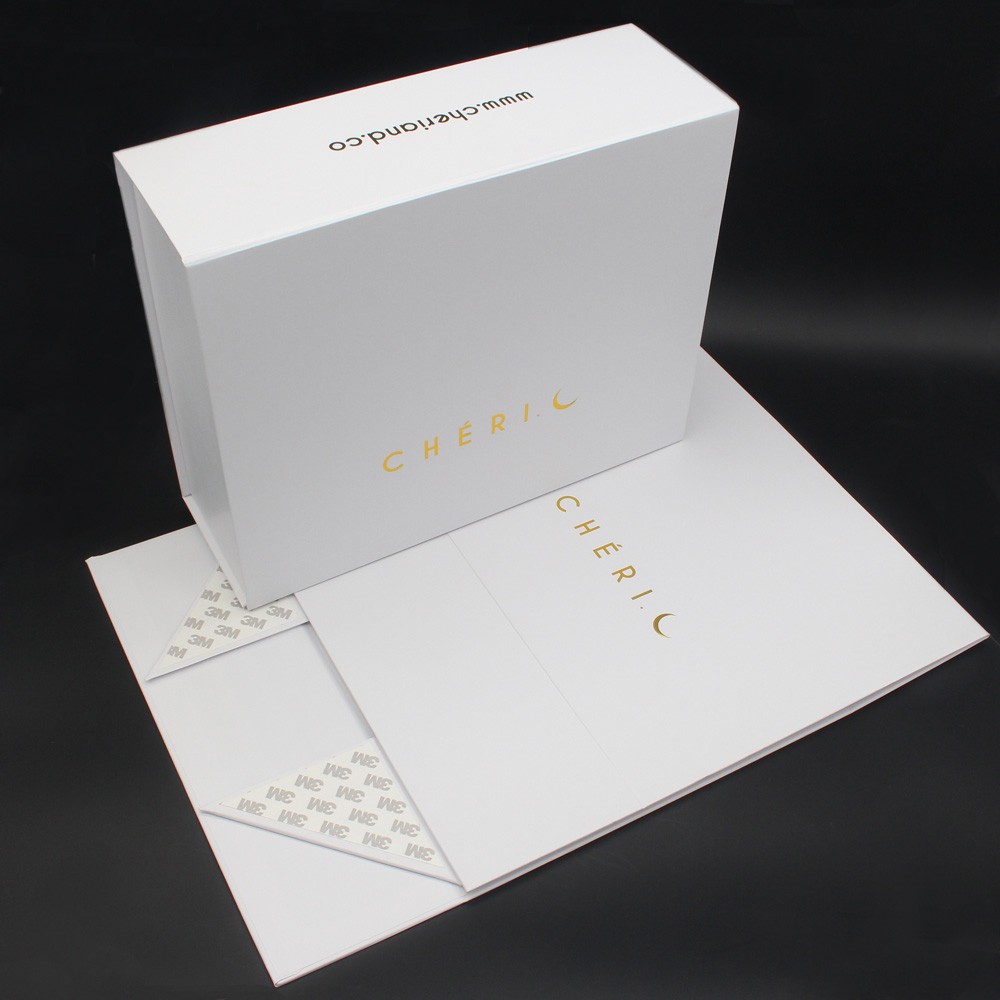 Custom Logo Large Foldable Cardboard Empty Gift Box with Magnet Lid Design  Luxury Blue Wedding Dress