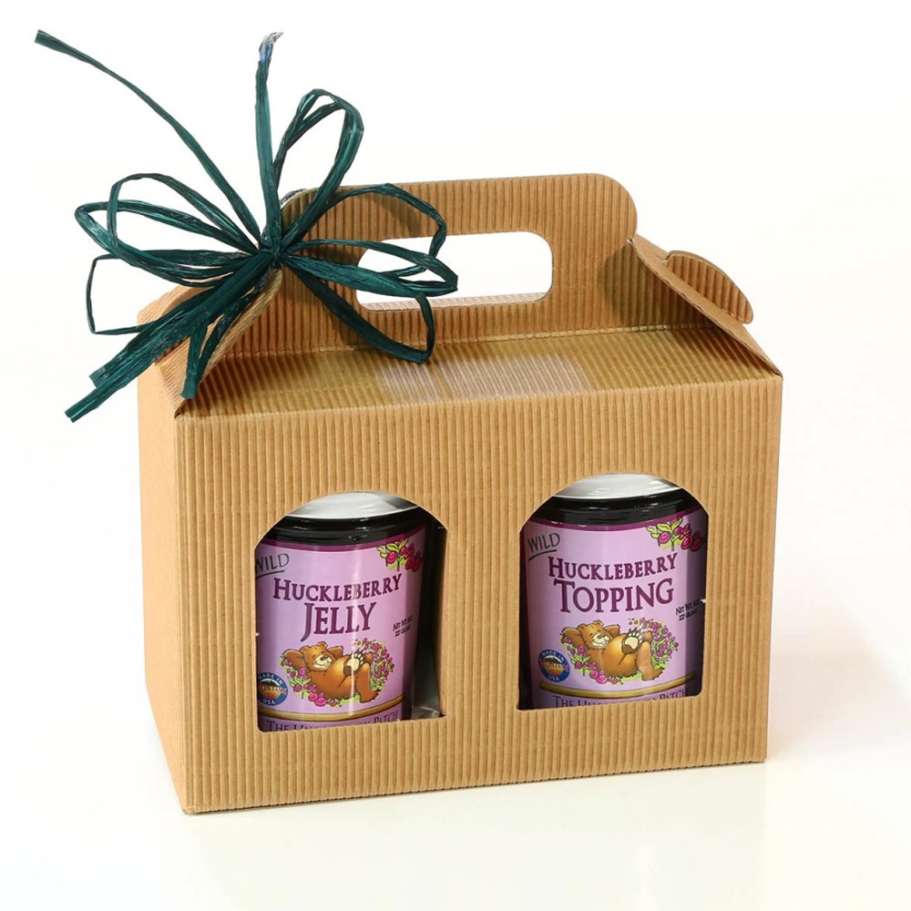 Maßgeschneiderte Verpackungsboxen für Marmeladengläser aus braunem Kraftpapier mit gewelltem Giebel und Fenster