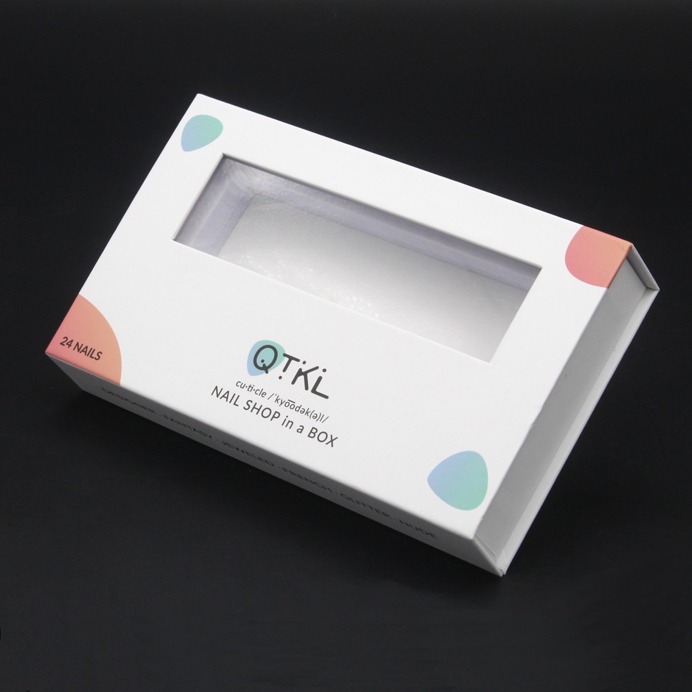 Caja de embalaje de uñas magnética blanca con inserto de eva.