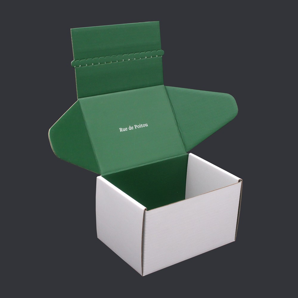 Caja de envío arrancable de color blanco con logotipo personalizado