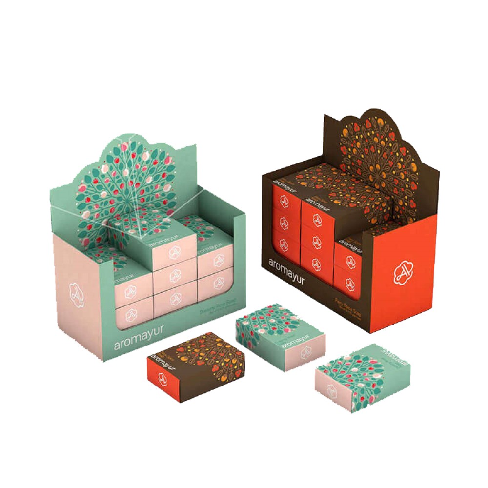 Caja expositora de jabón de cartón personalizada.