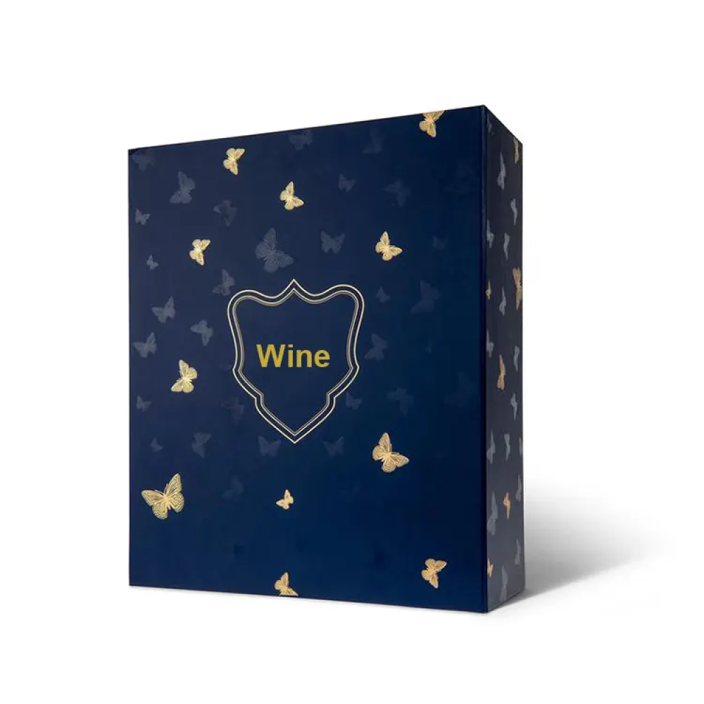 Caja personalizada para botella de vino.