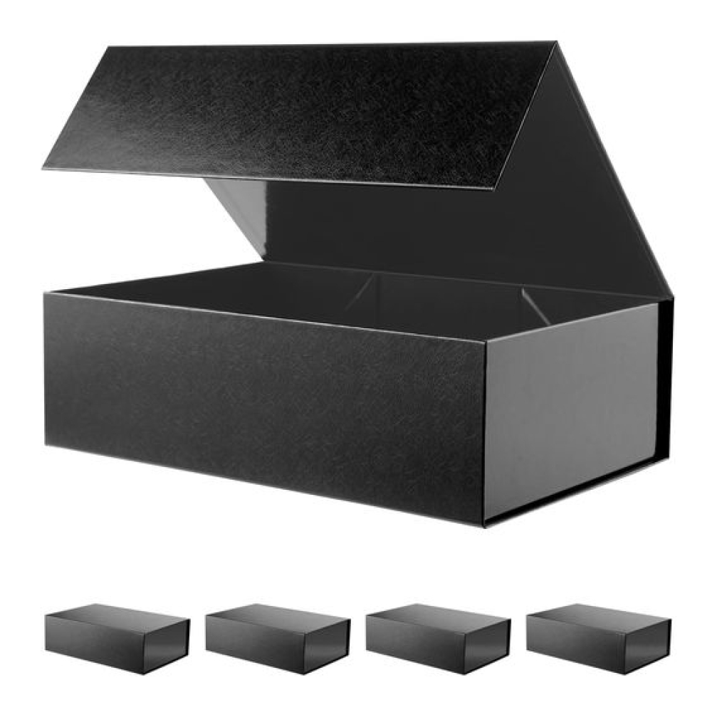 Caja de embalaje de regalo rígida a5 negra brillante