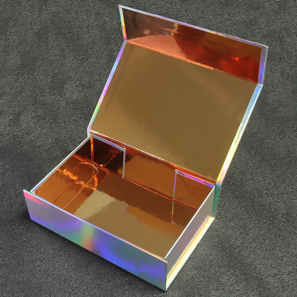 The latest popular custom rose gold cosmetic packaging holographic gift box