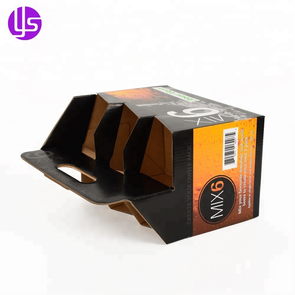 Wholesale Custom Color Printed Cardboard Corrugated Paper Carton Wine Beer Bottle Carrier Box