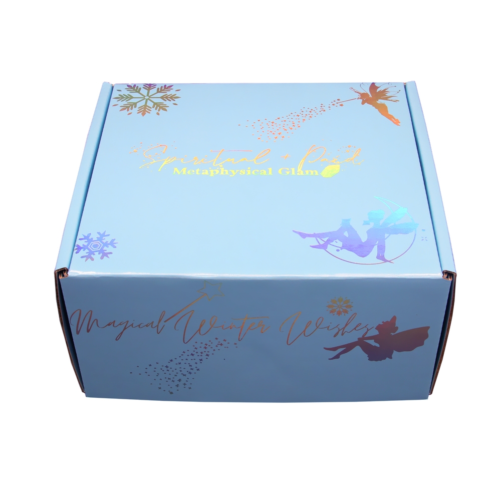 Customized hologram iridescent laser reflection corrugated uv logo packing mailer holographic box