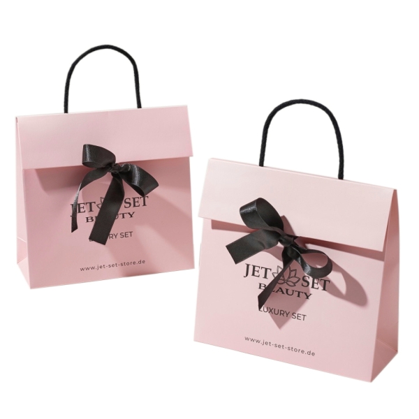 Custom Luxury paper packaging ribbon gift bag with flap