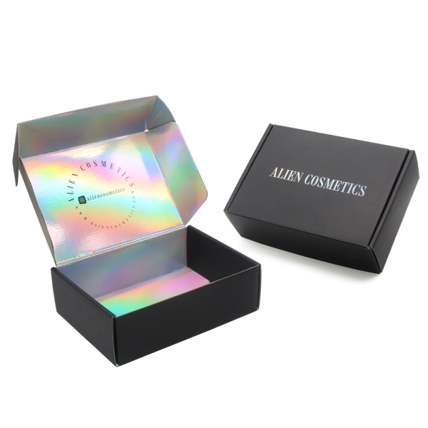 Black color holographic inside paper mailer box