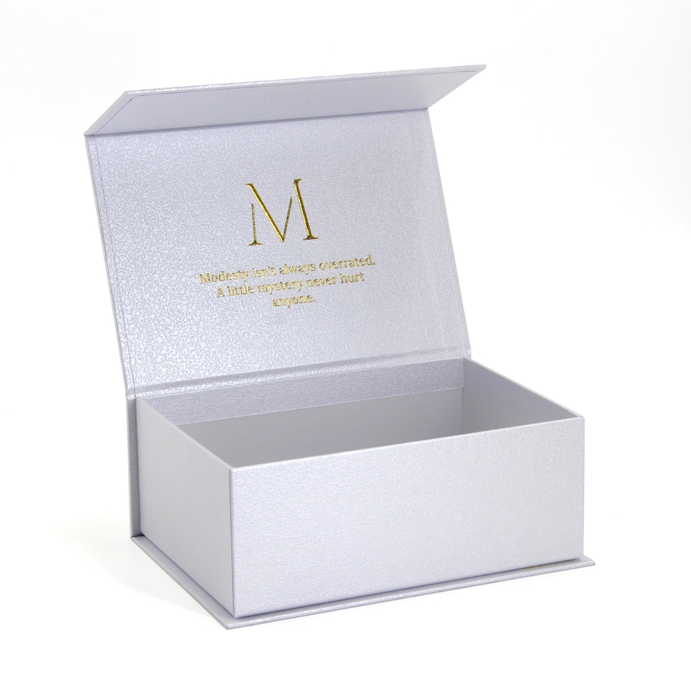 White rigid paper gift packaging box custom logo