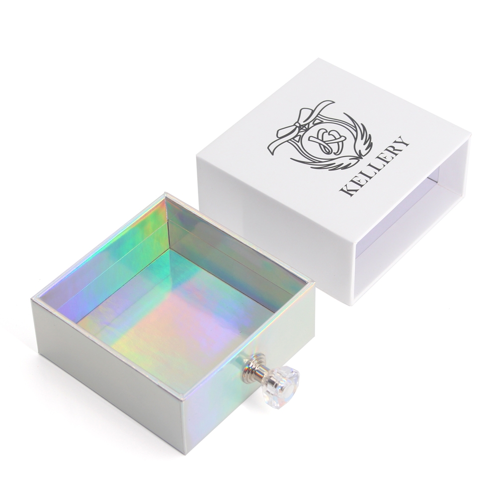 Personalised  paper holographic white cardboard jewelry box