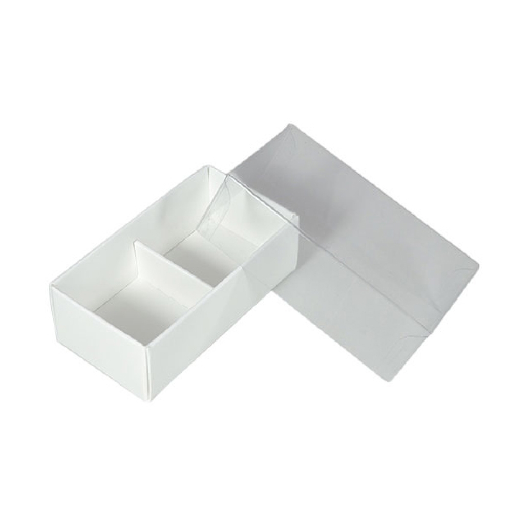 Custom paper packaging white base gift box with clear lid