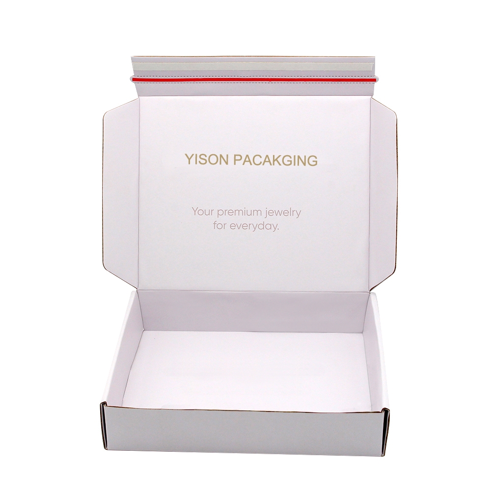 White mailer box with tear strip