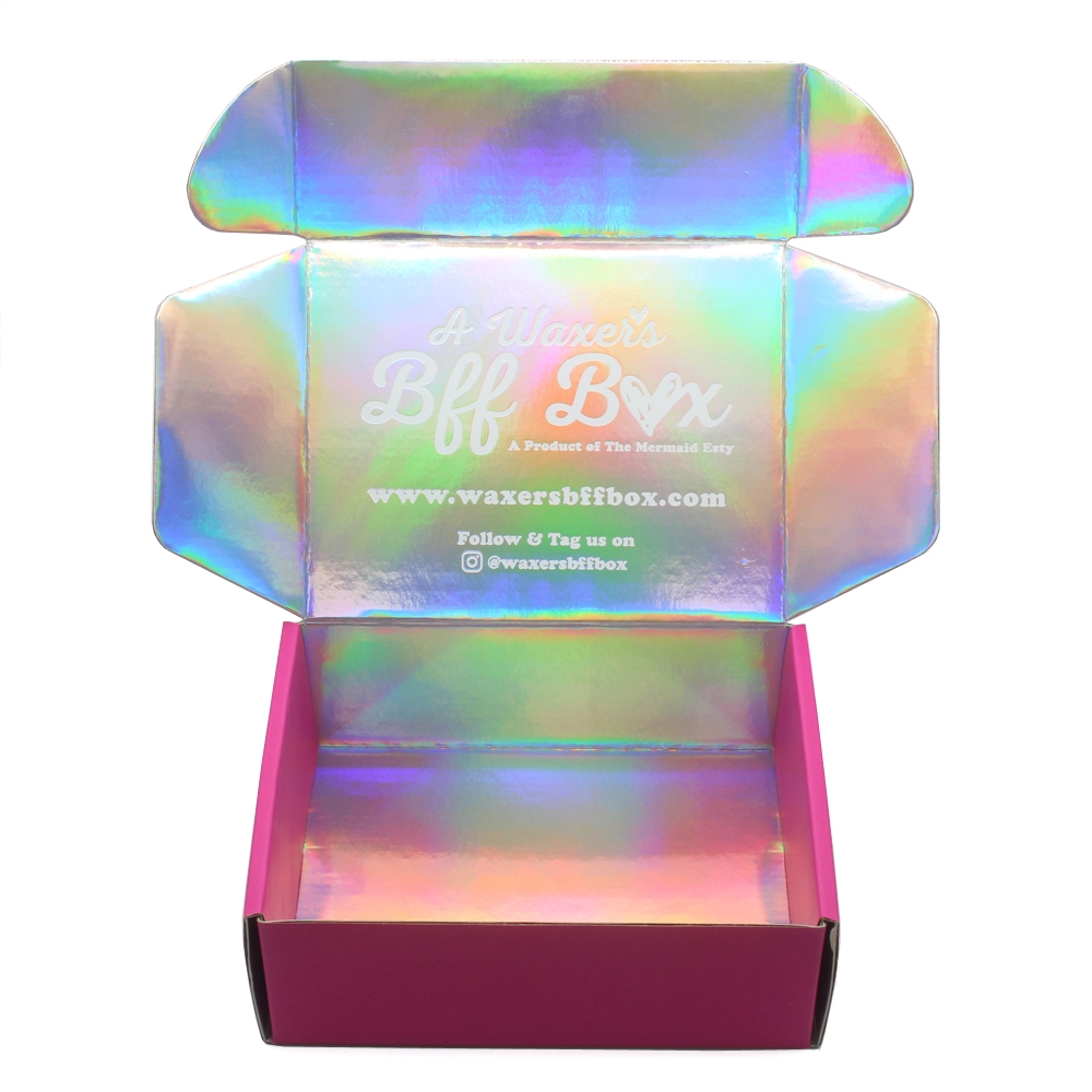 Pink holographic paper mailer box