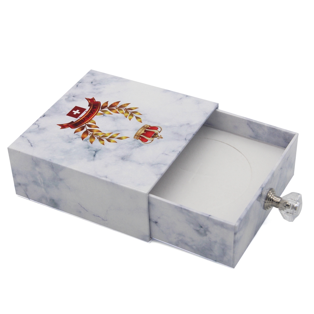 Custom cardboard white marble drawer paper jewelry box