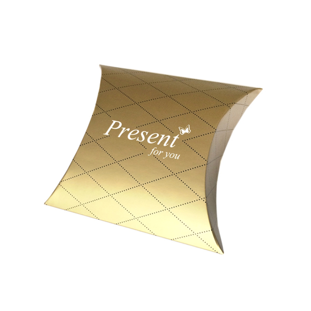 Custom Packaging Printed Foldable Recycled Rose Gold Paper Pillow Box