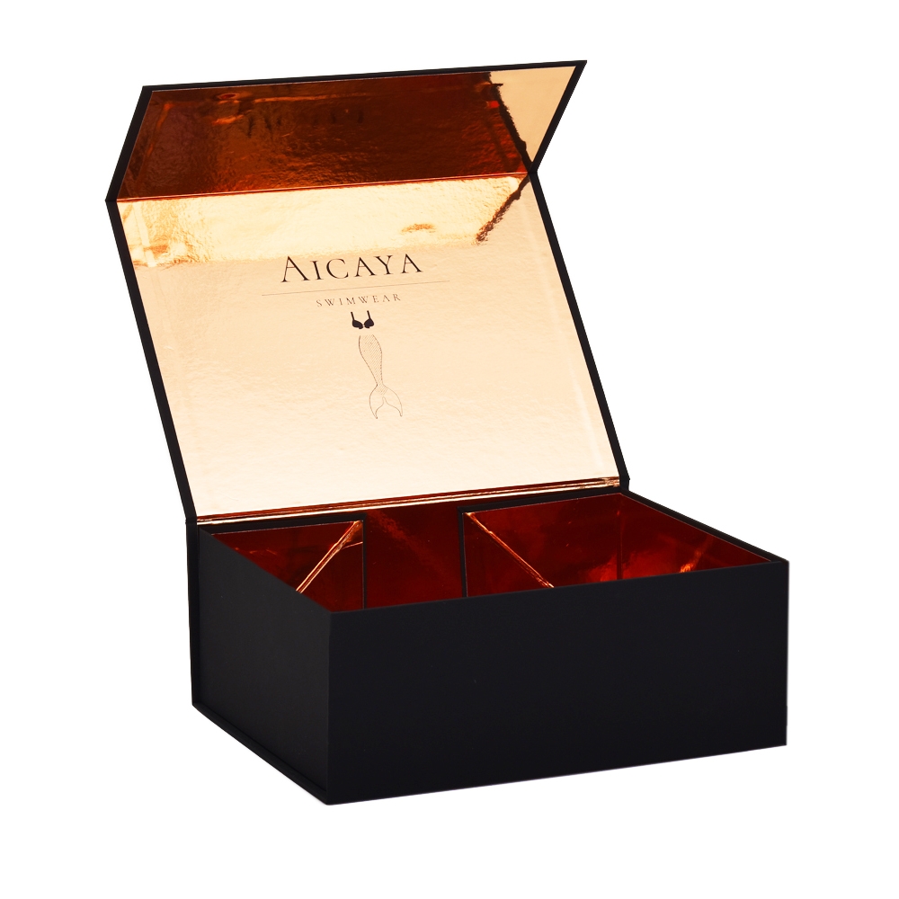 Personalized black rose gold color custom packaging presentation box