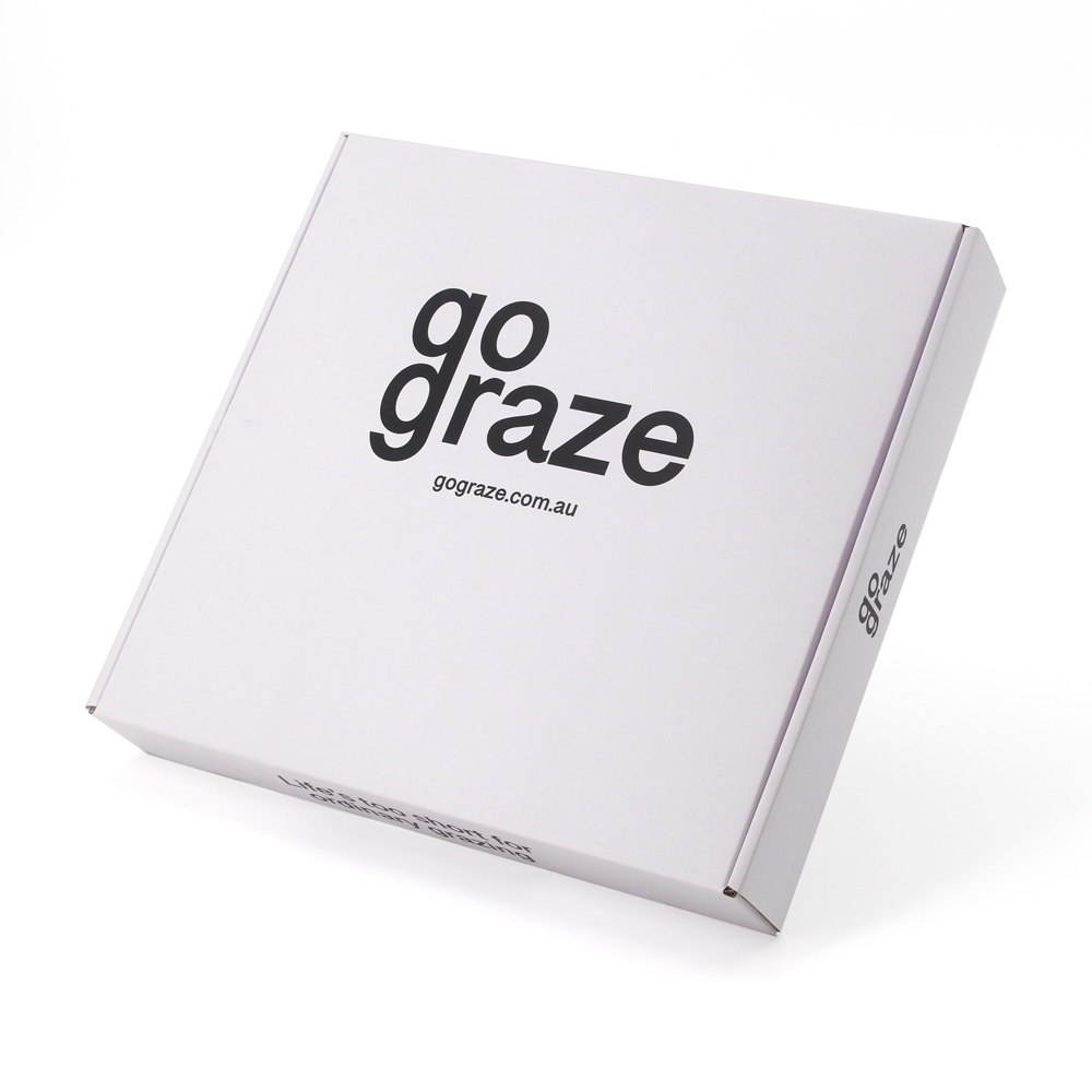 Custom corrugated white graze packaging box