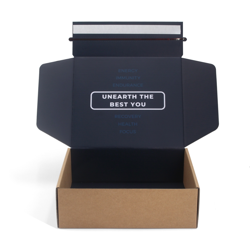 Black kraft mailer box with zipper