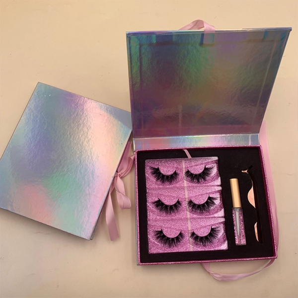 Customized freies Design holographischen Papier Peitsche Boxen Wimpern Verkäufer Wimpernverpackungskarton