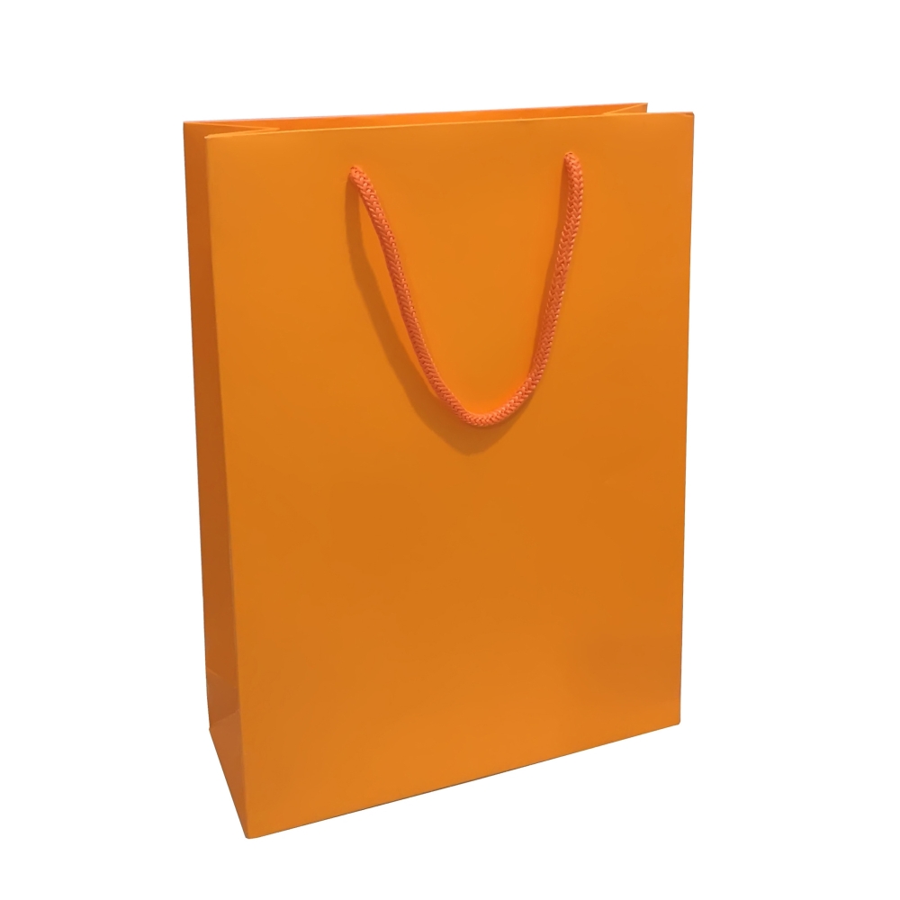 Bolsa de papel naranja con logotipo personalizado