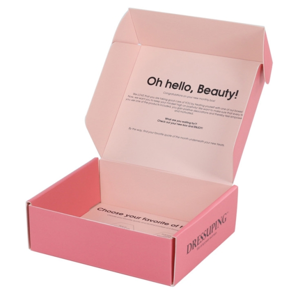 Customised Logo Printed Pink Cardboard Shipping Mail Mailing Box