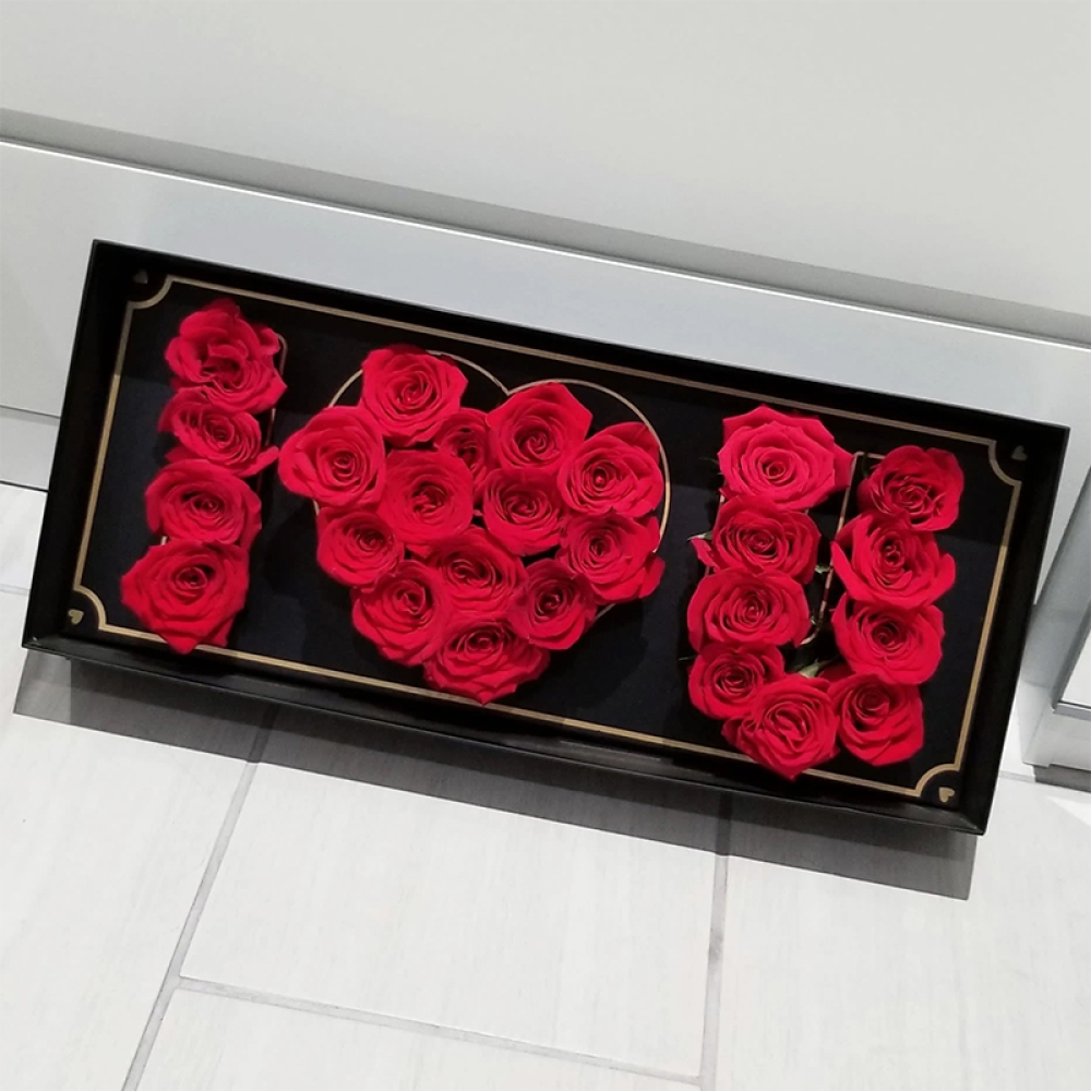 Cajas de cartón personalizadas de lujo Te amo Rose que embalan la caja de flores