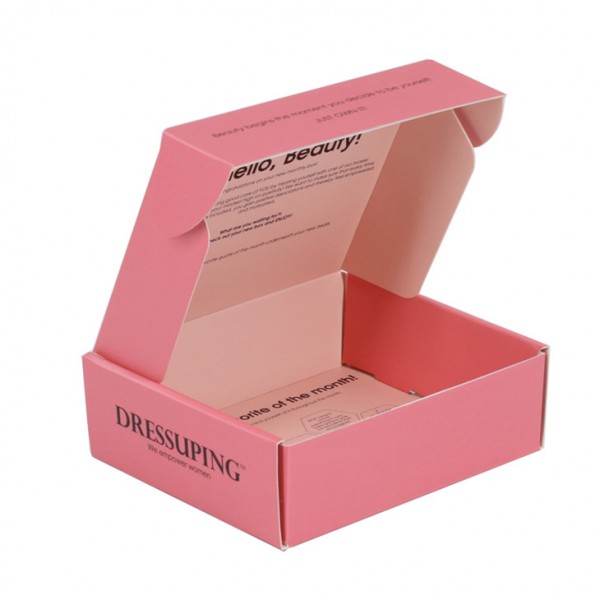 top boîte d'emballage d'expédition en carton rose recyclé