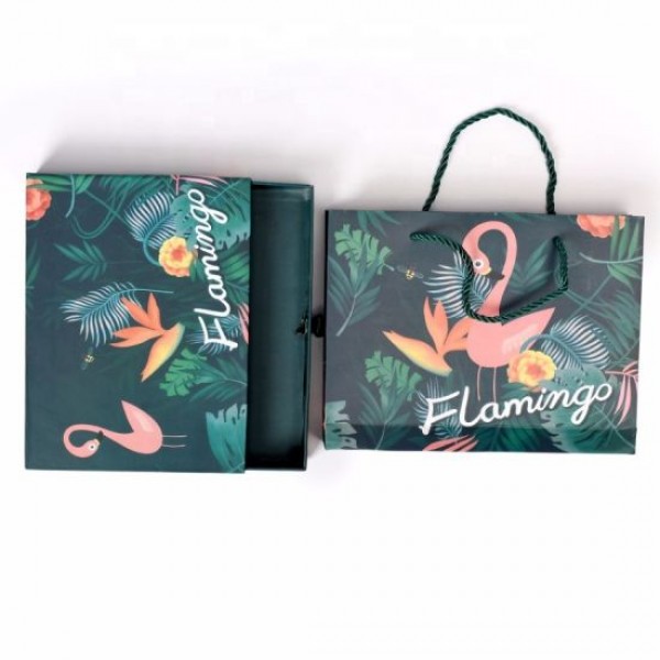 Caja de regalo de impresión personalizada con bolsa de papel para juguetes  de flamencos