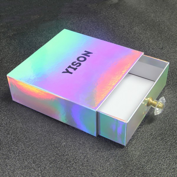 Caixa de embalagem de cinto de bolsa de carteira de gaveta deslizante de papelão holográfico de luxo personalizado
