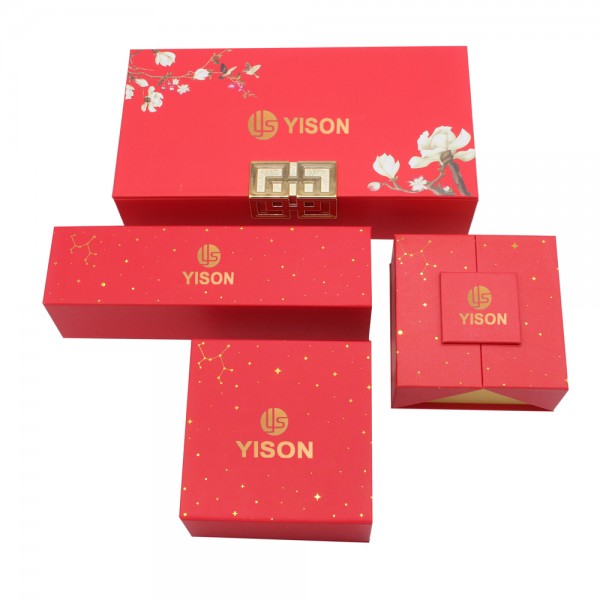 Caja de regalo de papel de cartón rojo chino