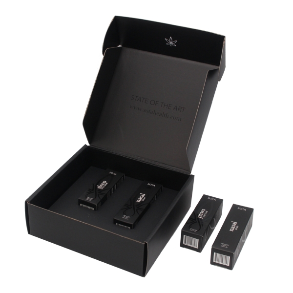 Custom black cosmetic packaging box makeup set paper box