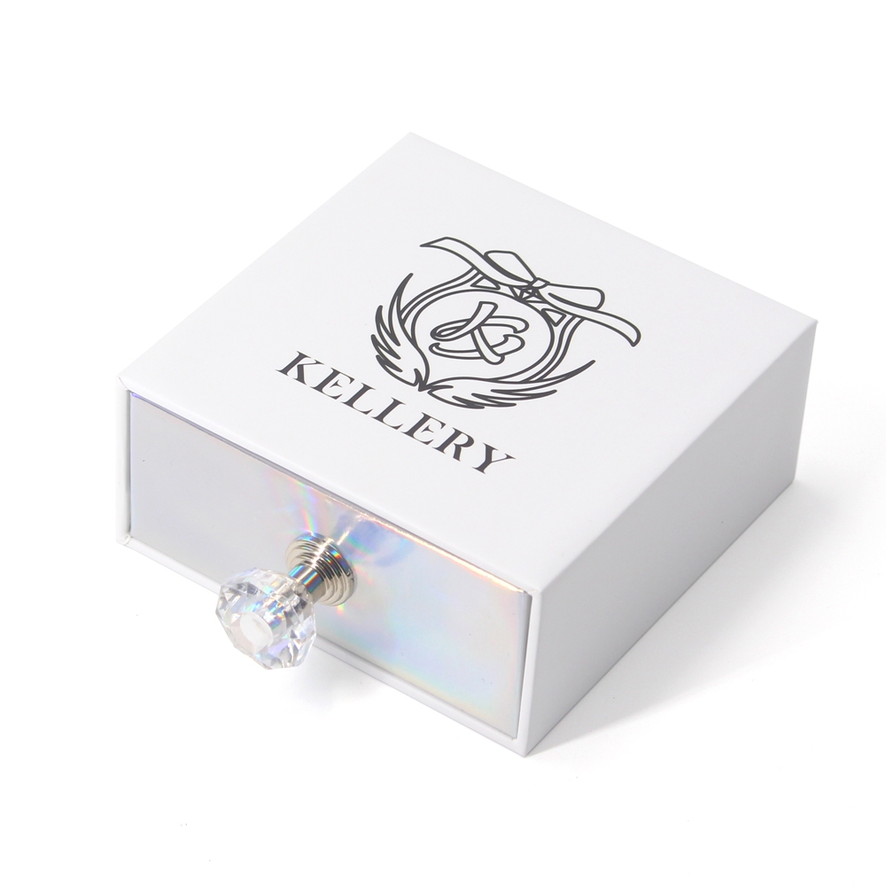 Personalised  paper holographic white cardboard jewelry box