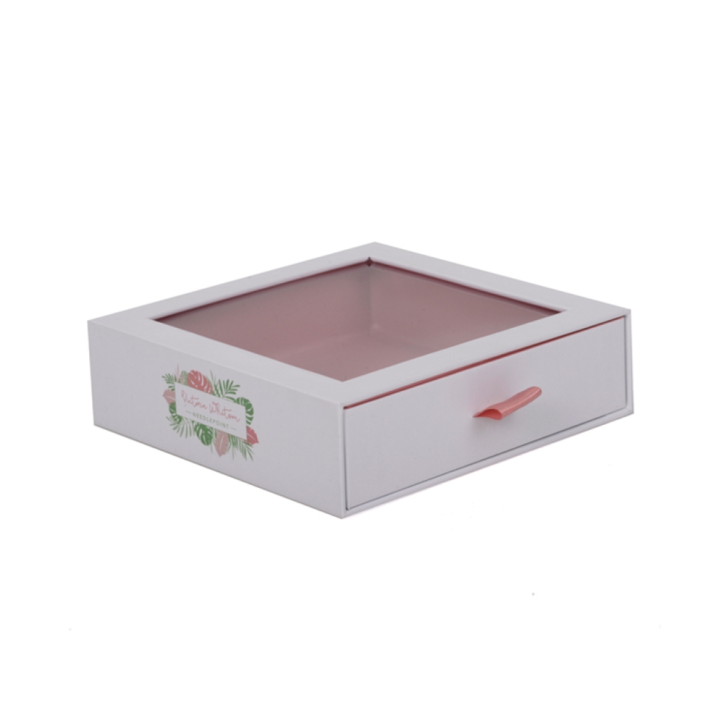 Custom Colorful Printing Cardboard Sliding Drawer Gift box With PVC Window