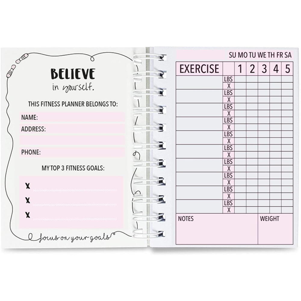 Custom made fitness goal journal and planner for workouts