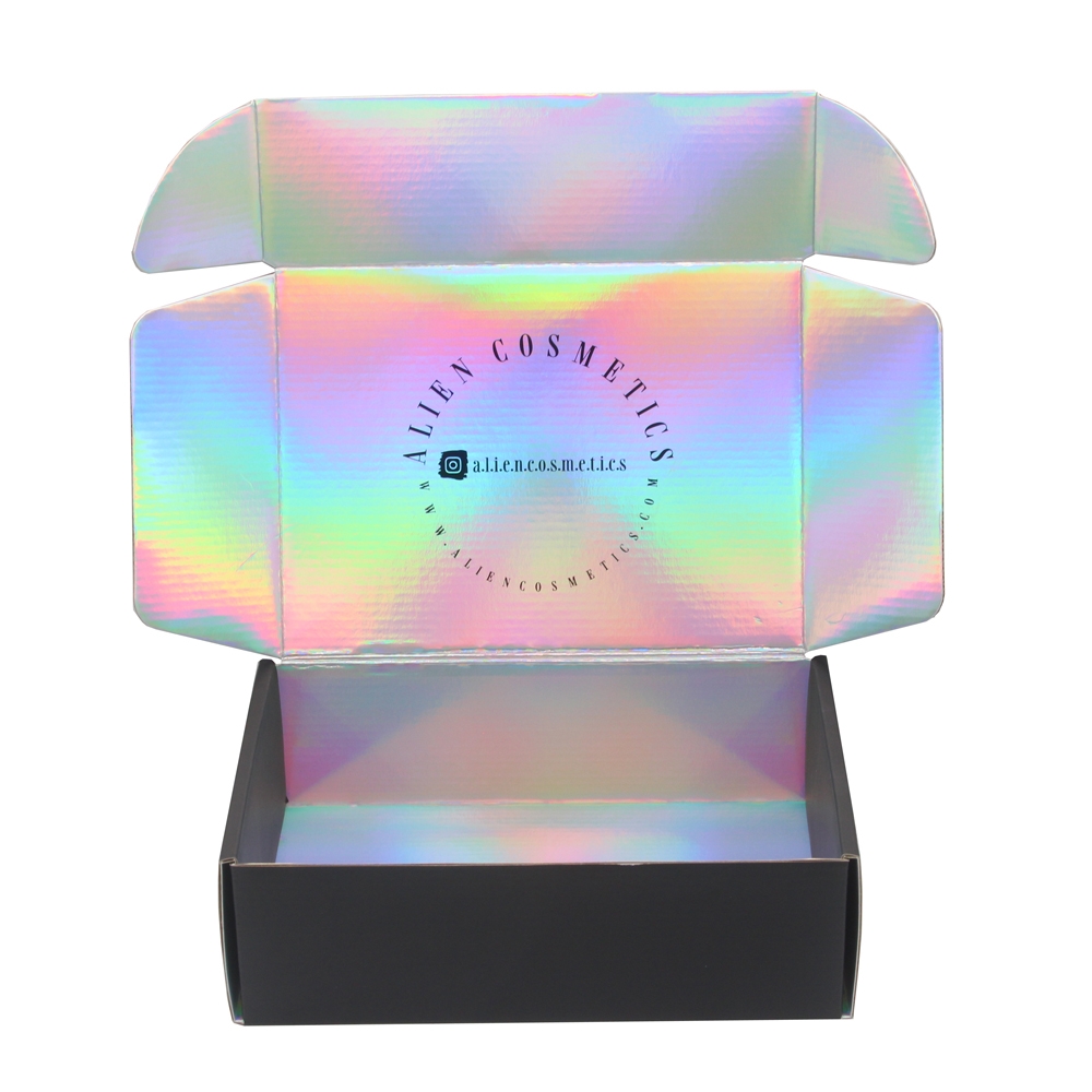 Black color holographic inside paper mailer box