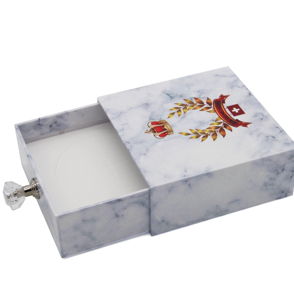 Custom cardboard white marble drawer paper jewelry box