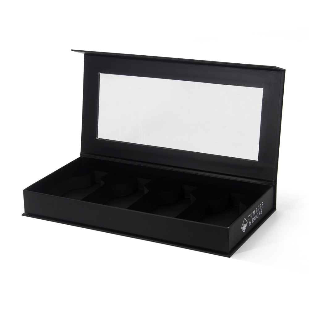 Black gift box with pvc window