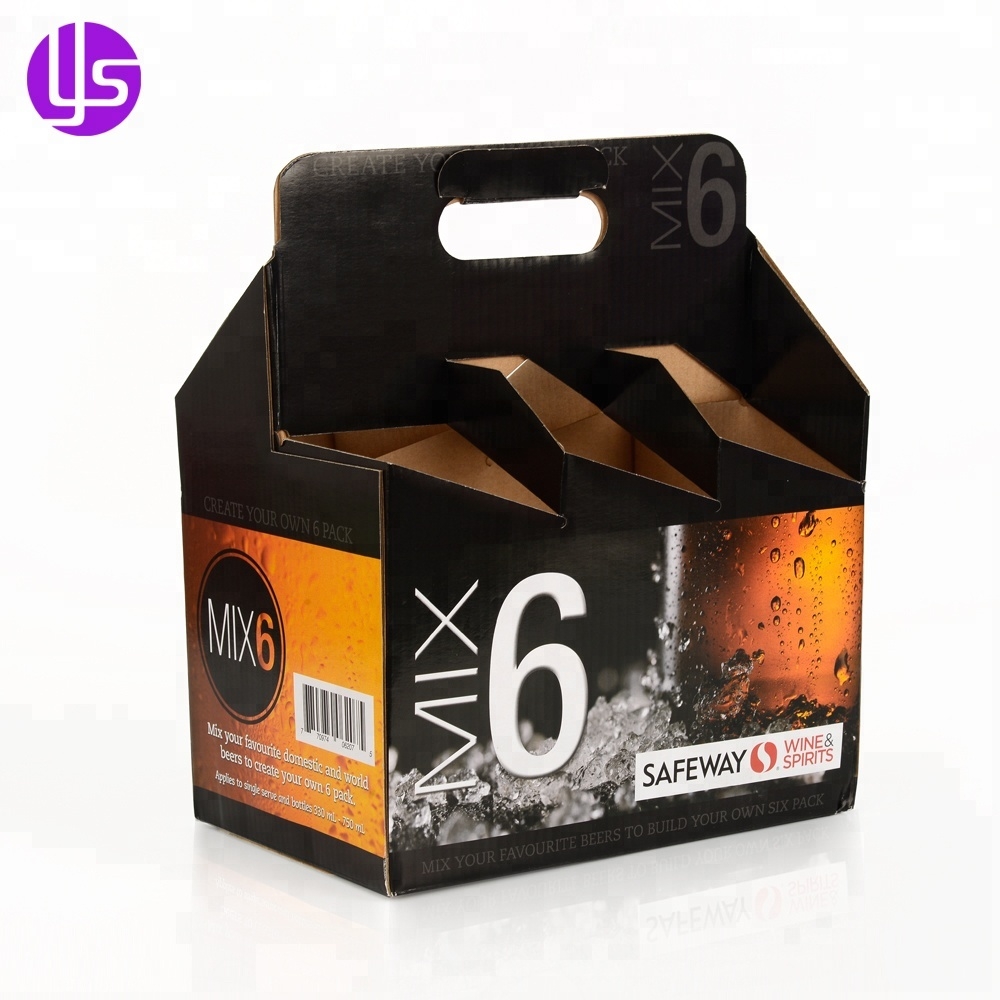 Wholesale Custom Color Printed Cardboard Corrugated Paper Carton Wine Beer Bottle Carrier Box