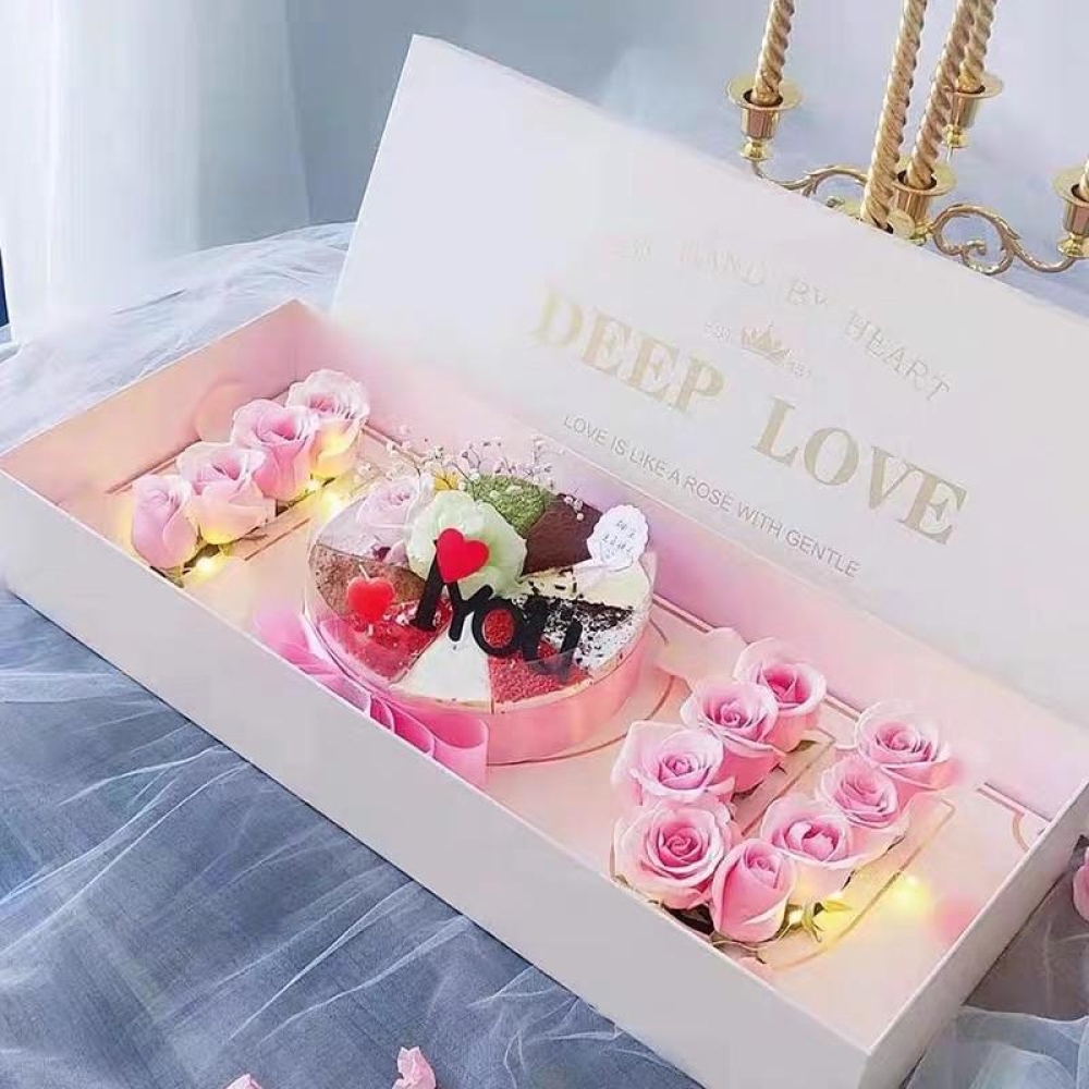 Cajas de cartón personalizadas de lujo Te amo Rose que embalan la caja de flores