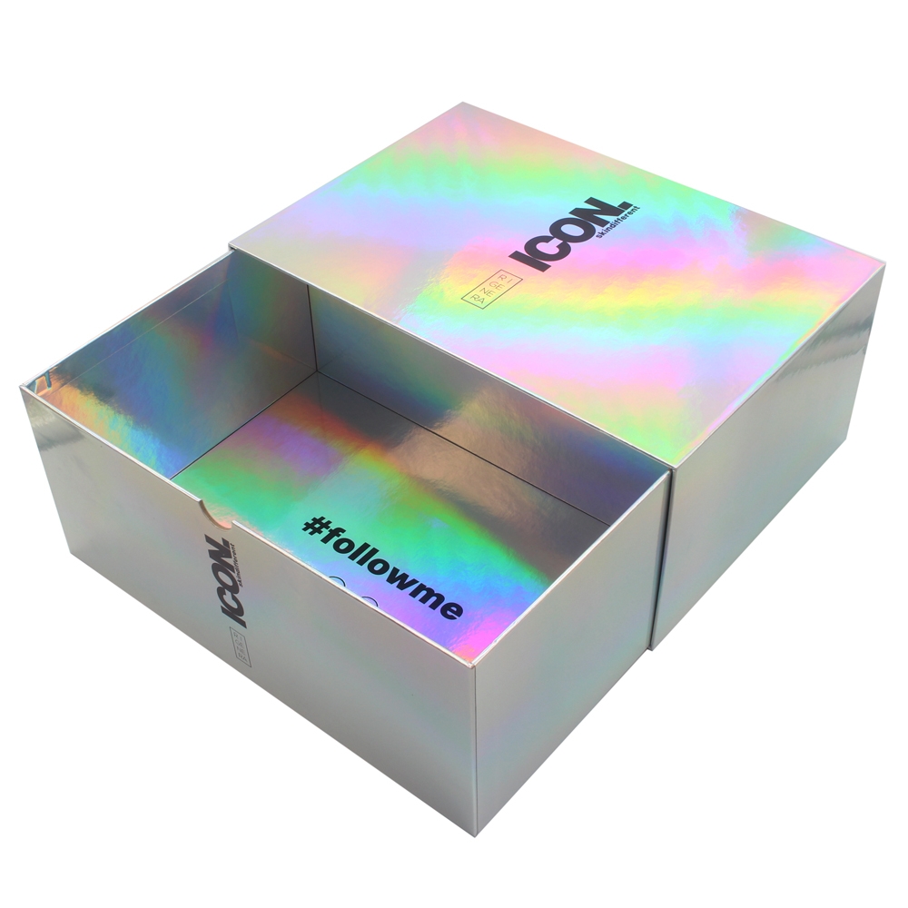 CUSTOMIZED SLIDE RIGID PULL OUT HOLOGRAPHIC PAPER DRAWER SHOES GIFT BOX